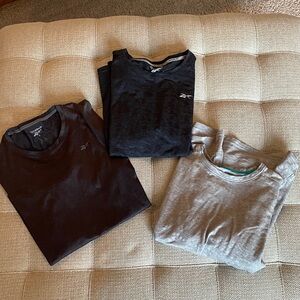 Bundle of three Reebok Men's Black charcoal and Gray Short Sleeve Tees.